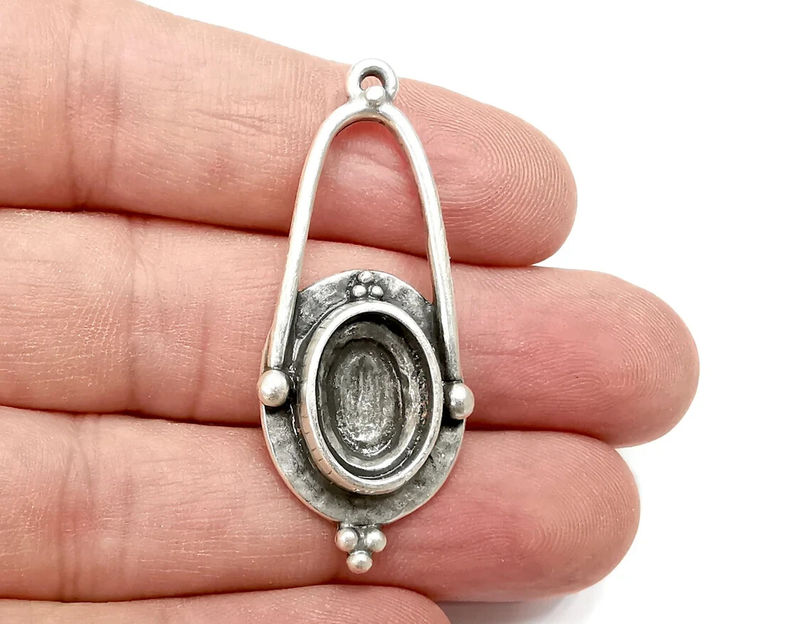 Ethnic Charms Pendant Bezels, Resin Blank, inlay Mountings Mosaic Frame Cabochon