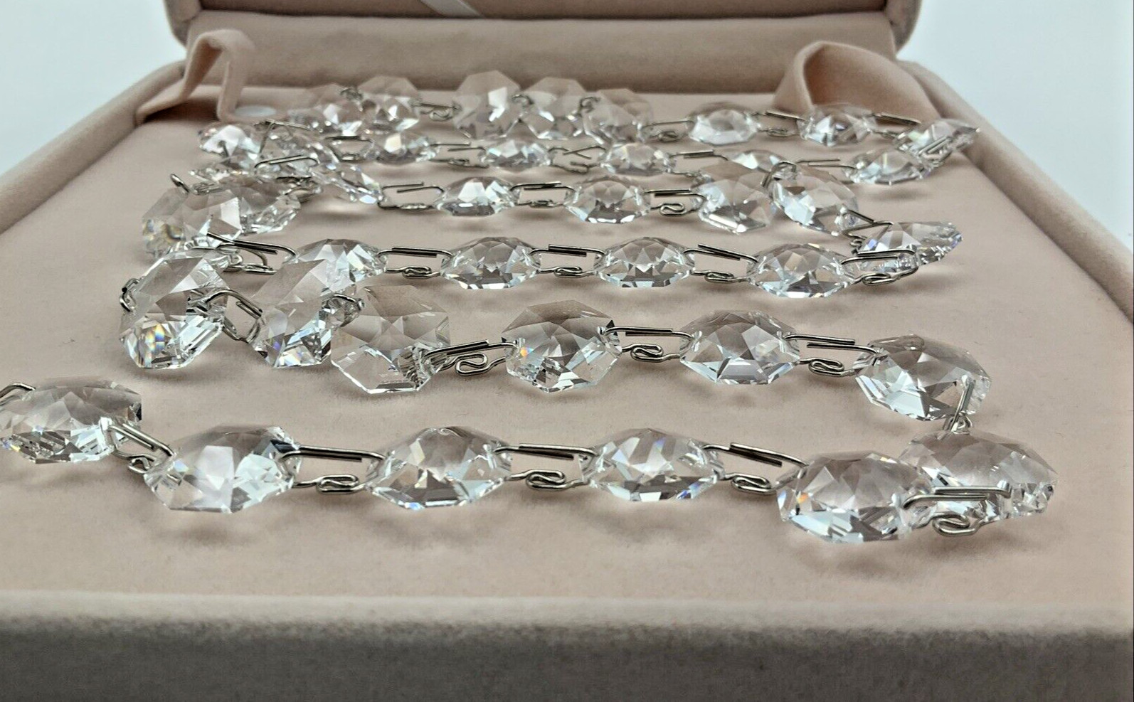 Swarovski Strass Crystal 8116 16MM 42 Octagon Meter Chain Silver Snake 9016MS