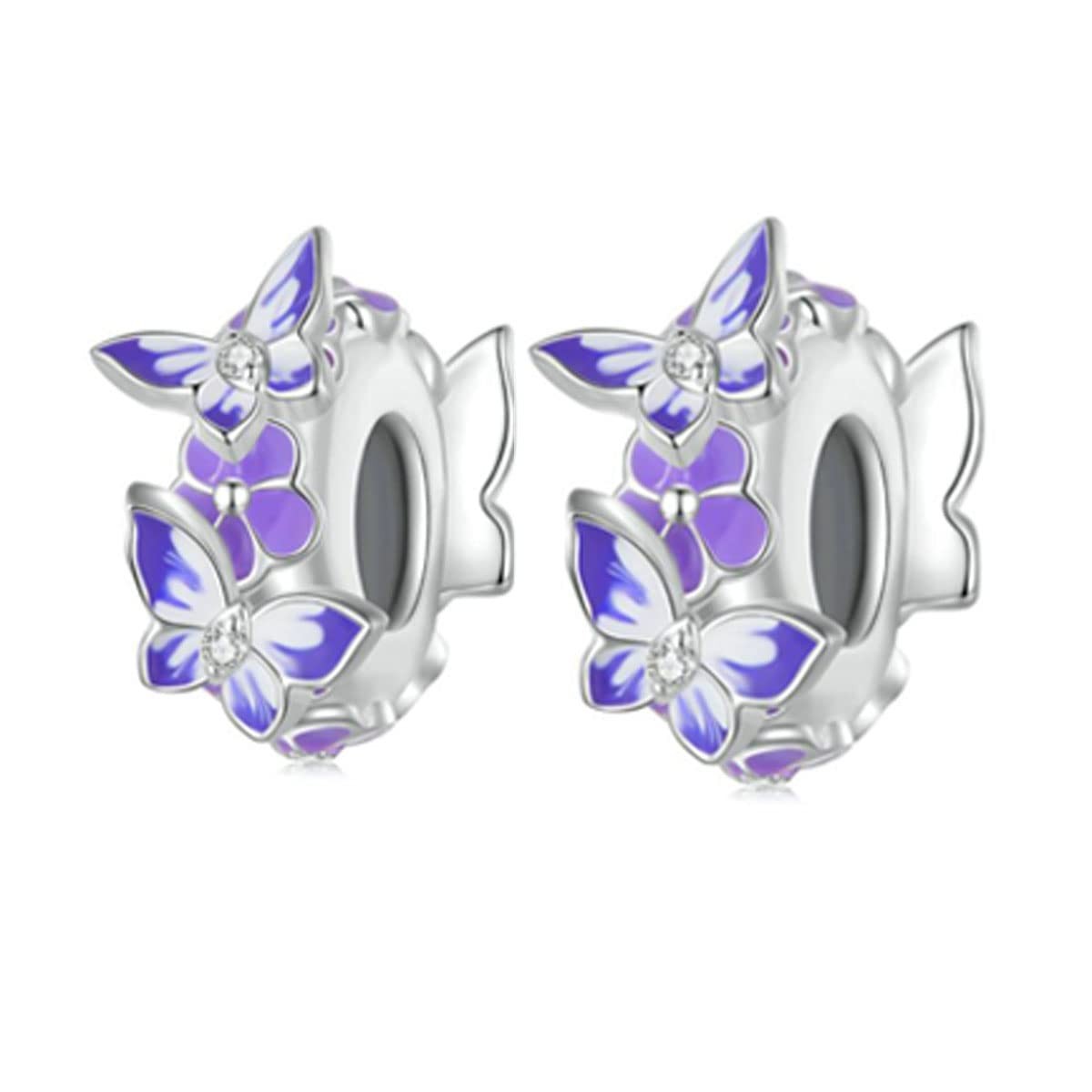 Charm Bracelet Spacer Beads Sterling Silver 2pcs Rubber Stopper Charm Space – 05