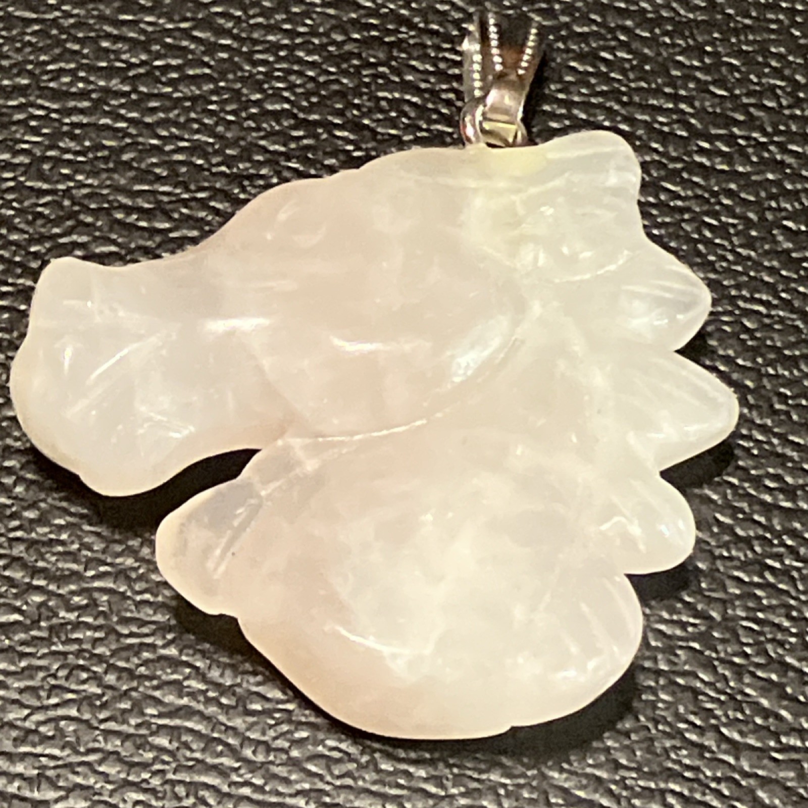 Rose Quartz Horse Head Carved Stone Pendant Animal Pink 2” 18.5 grams