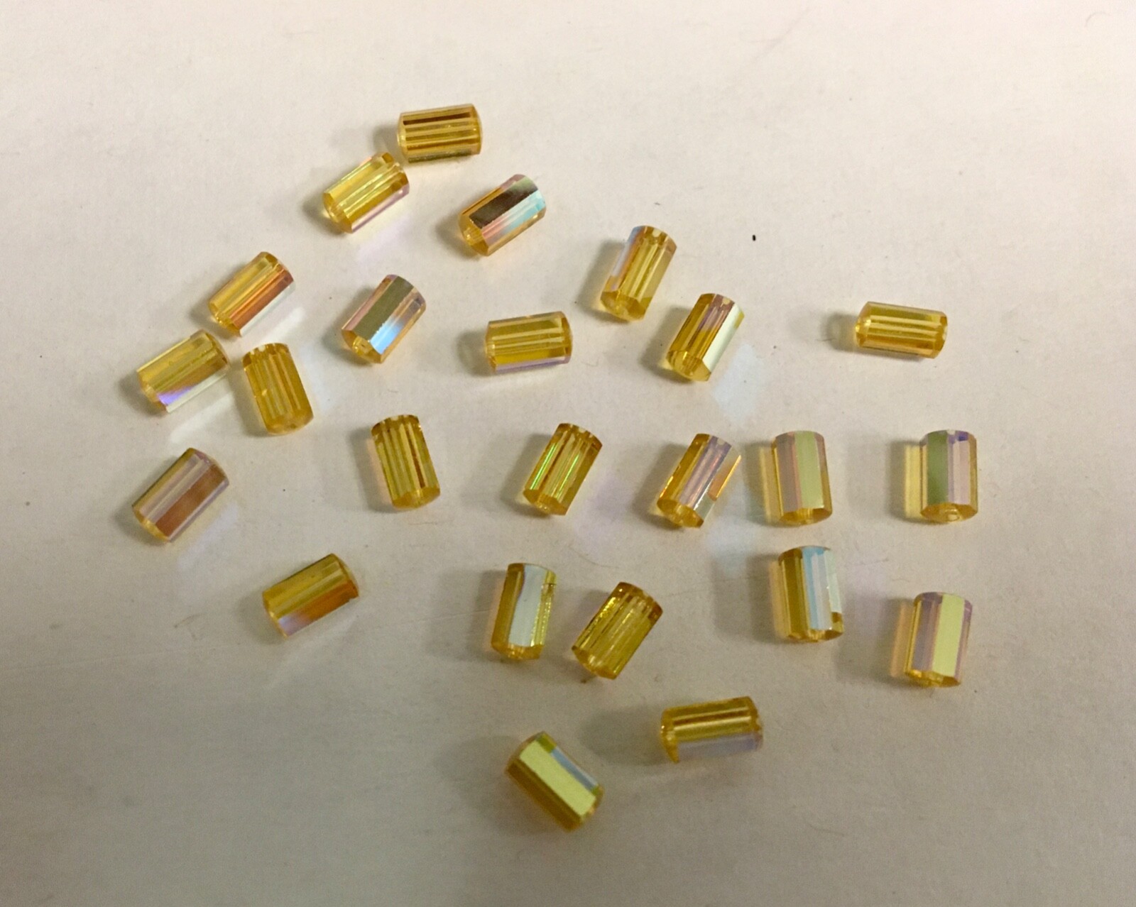 Swarovski 5230 6mm x 3mm Light Topaz Aurora Boreale Beads 24 Beads Vintage 1970s