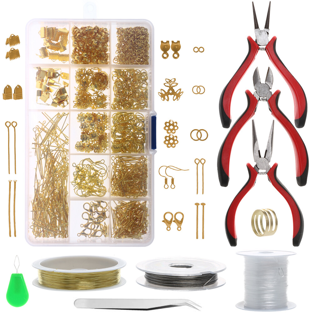 Jewelry Making Supplies Starter Kit Earring Findings Beading Wires Pliers Set