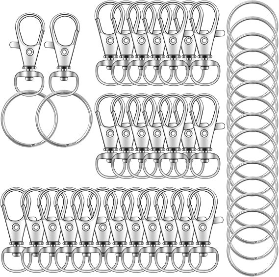 70PCS Swivel Snap Hooks with Key Rings Metal Lobster Claw Clasps for Crafts