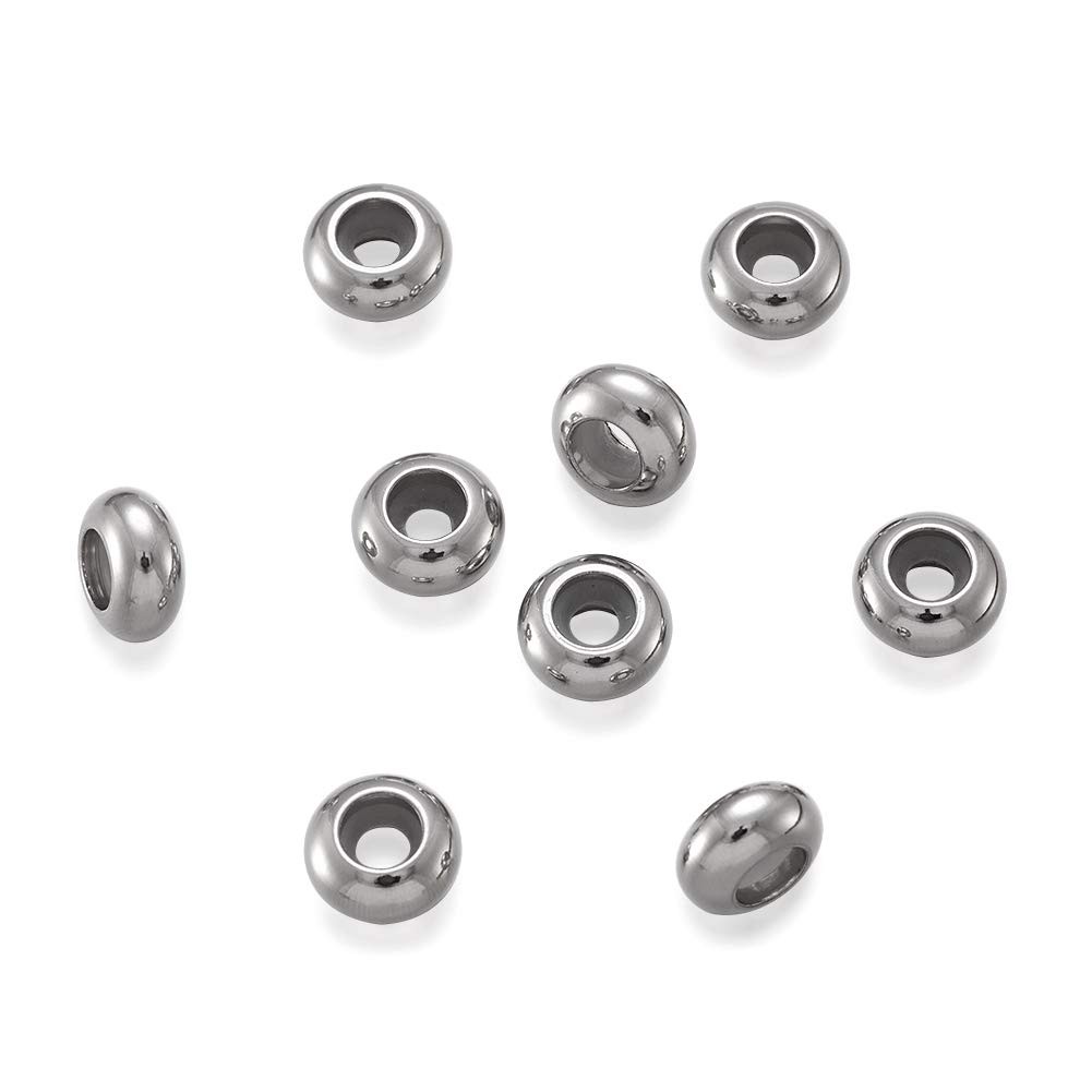 Fashewelry 20pcs 9mm Rubber Stopper Beads 2-3mm Hole 201 Stainless Steel Inse…