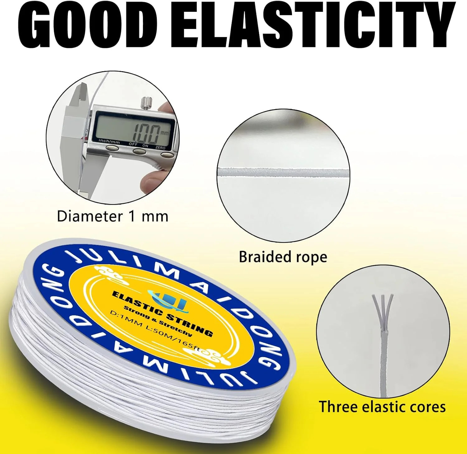 1.0mm Elastic Bracelet String Cord, Crystal Stretch Bead Cord for Bracelets Jewe