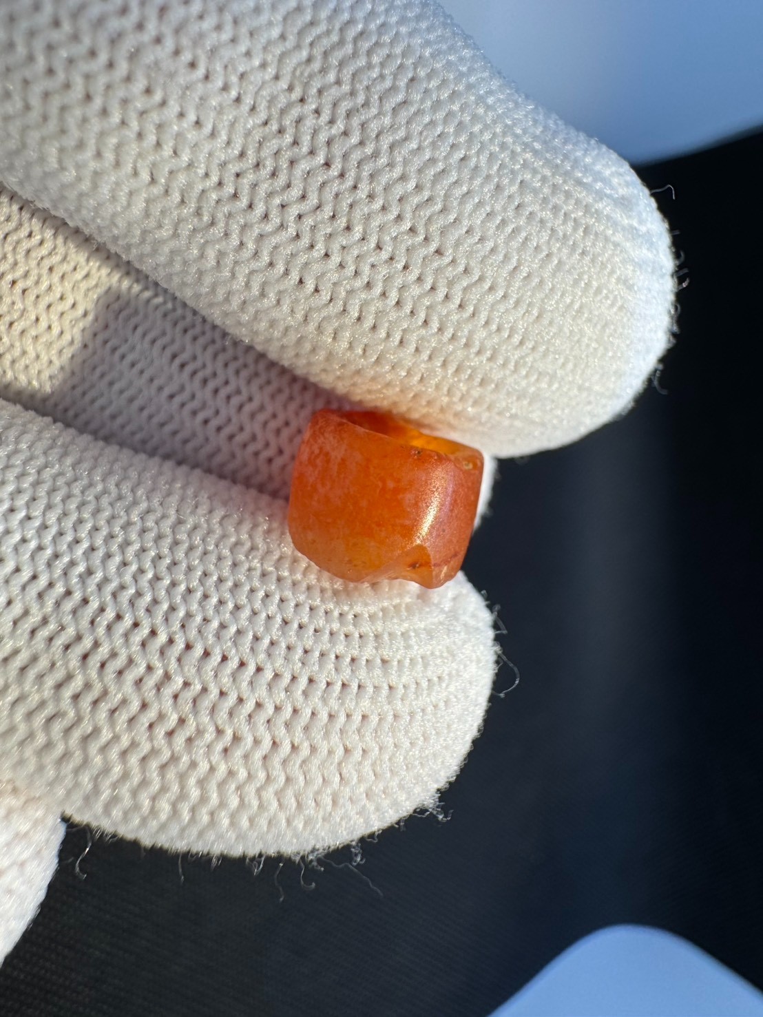 Western Zhou Red Agate Barrel Bead Ancient Chinese Antique Stone Bead