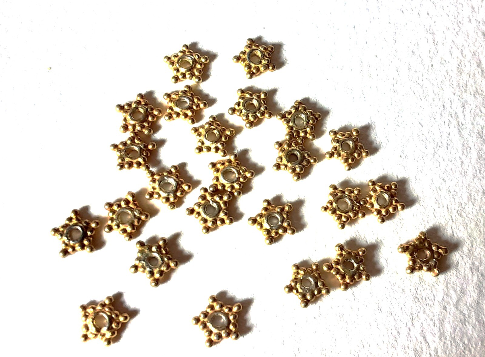 Lot 25 5 MM 24k Gold Vermeil Bali Sterling Silver Star Spacer Beads