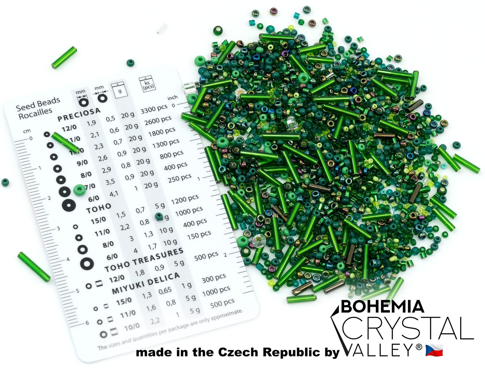 0.7oz (20g) Mix of Small Rocailles, Seed Beads & Bugles 2-10mm Preciosa Ornel…