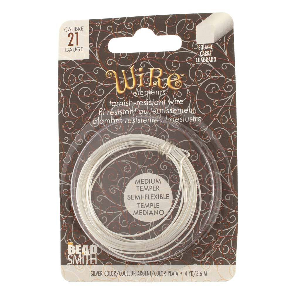 Wire Elements SQUARE Silver Plated Wire by Beadsmith (18 & 21 Gauge)