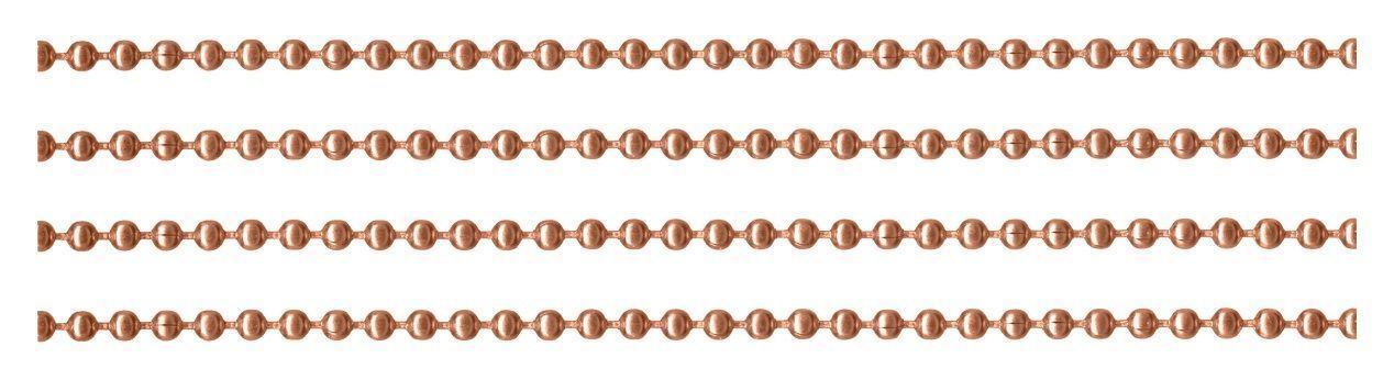 100 Feet 2.4mm Solid COPPER BALL CHAIN #3 BULK Footage Made in USA + 100 clasps
