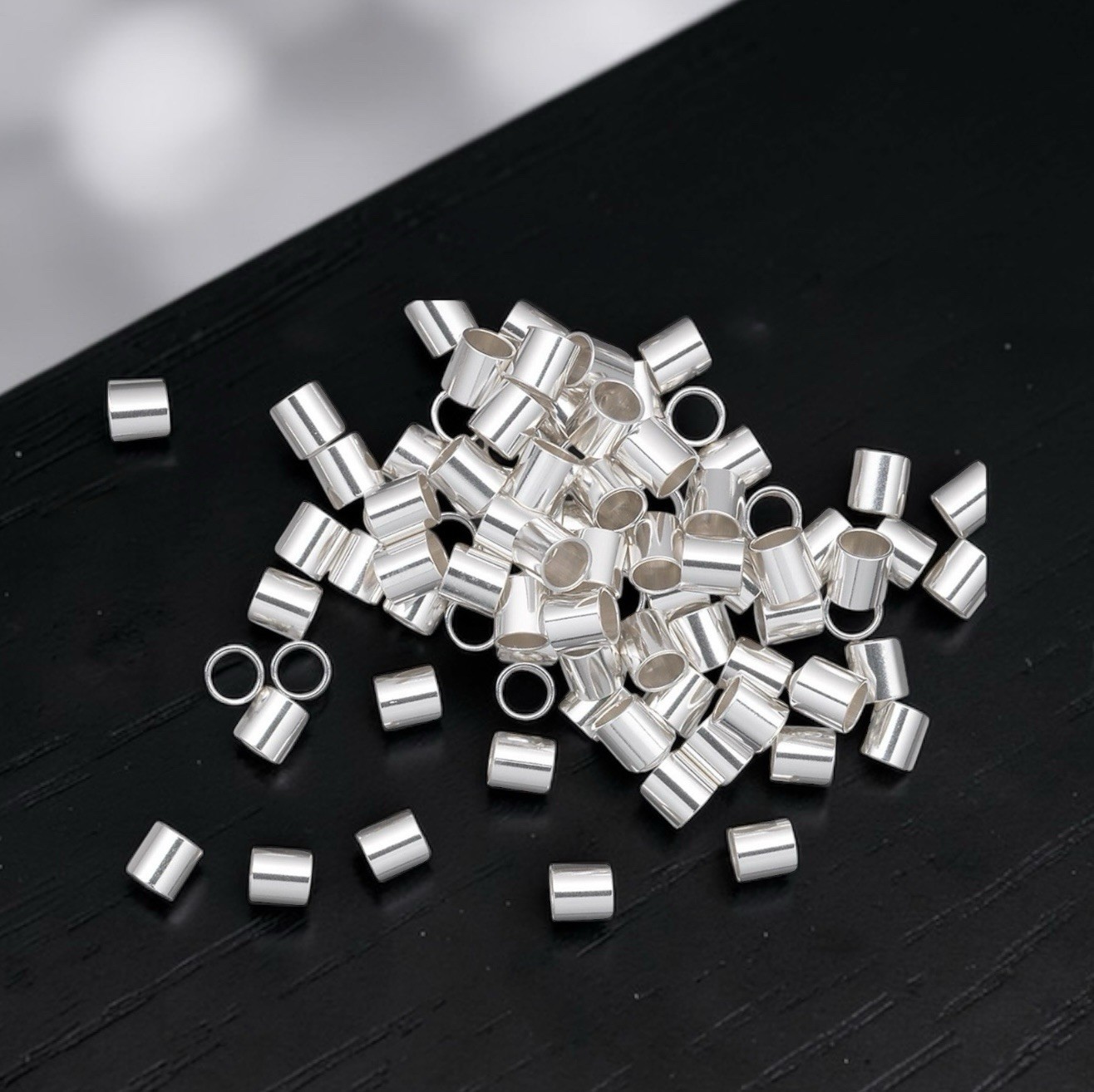 500 Bright Silver Brass Crimp Tubes 2x2mm Stopper Beads for Jewelry Making Bulk
