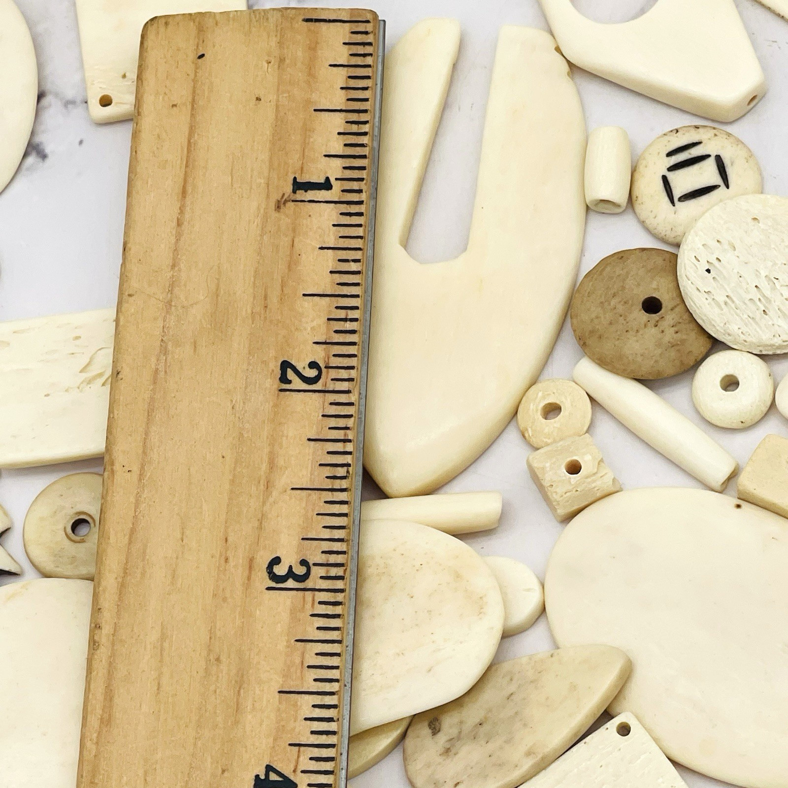 150+ Assorted White Bone Round Tube Buffalo Bone Beads Crafting