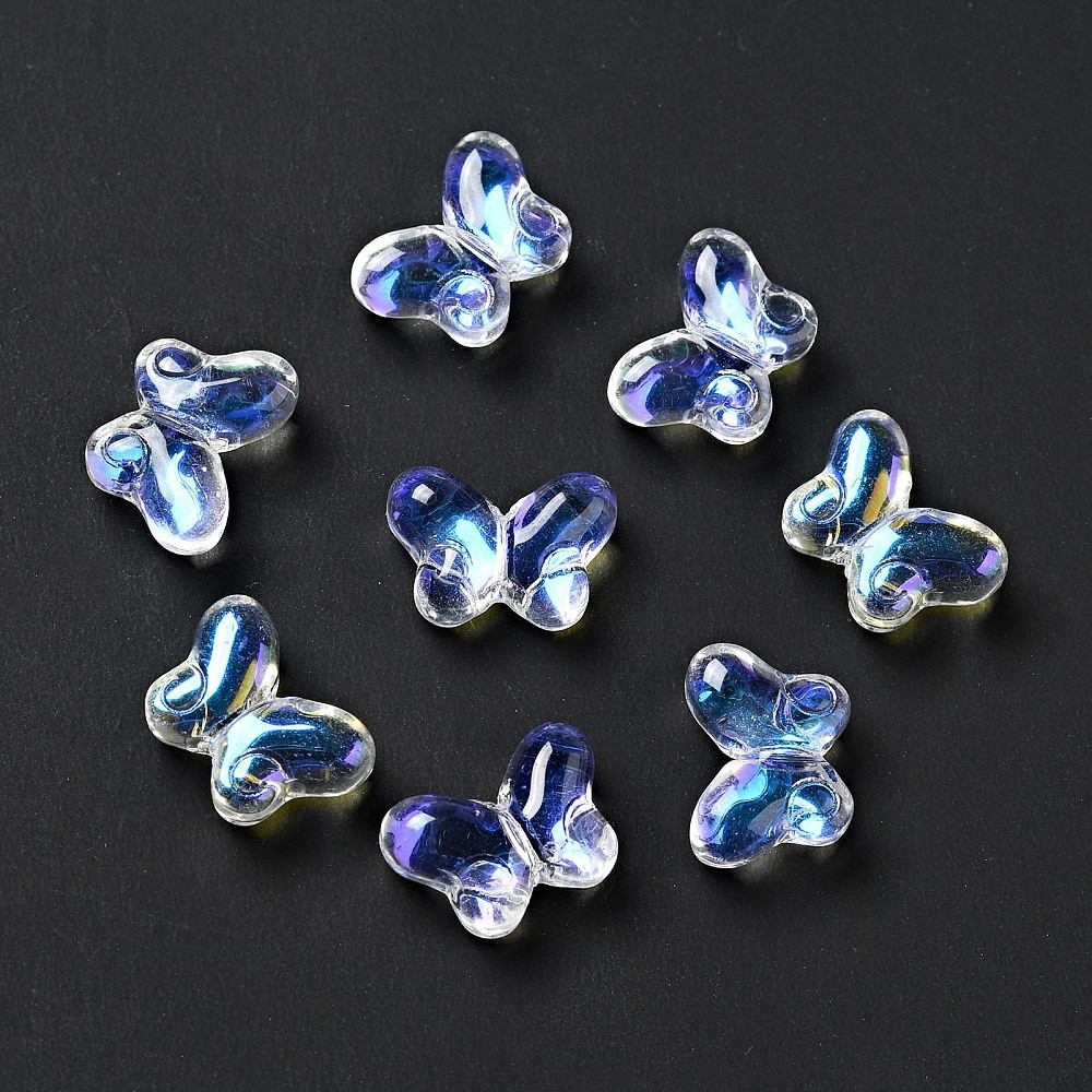 200pcs Butterfly Transparent Baking Paint Glass Beads Glitter Powder for Jewelry