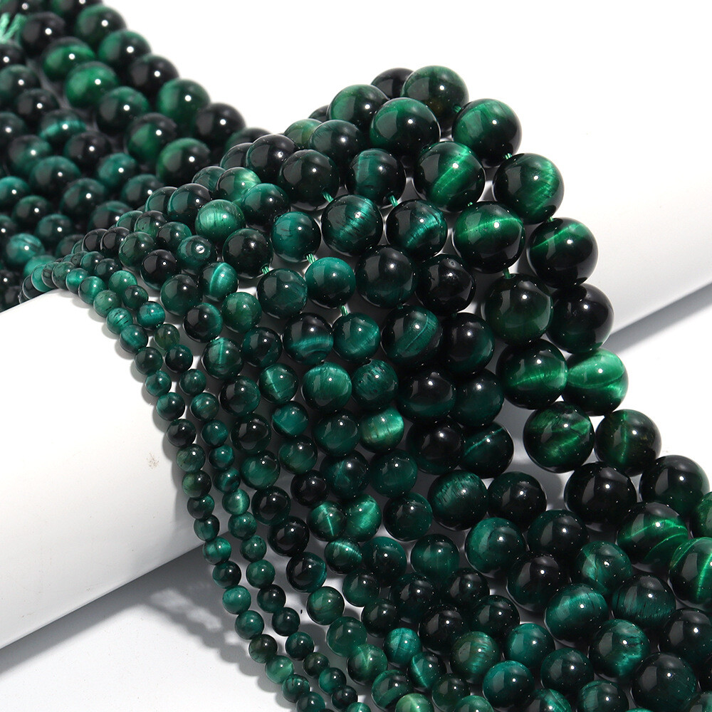 4-12mm Natural Gemstone Green Tiger’s Eye Round Spacer Beads for Jewelry Making