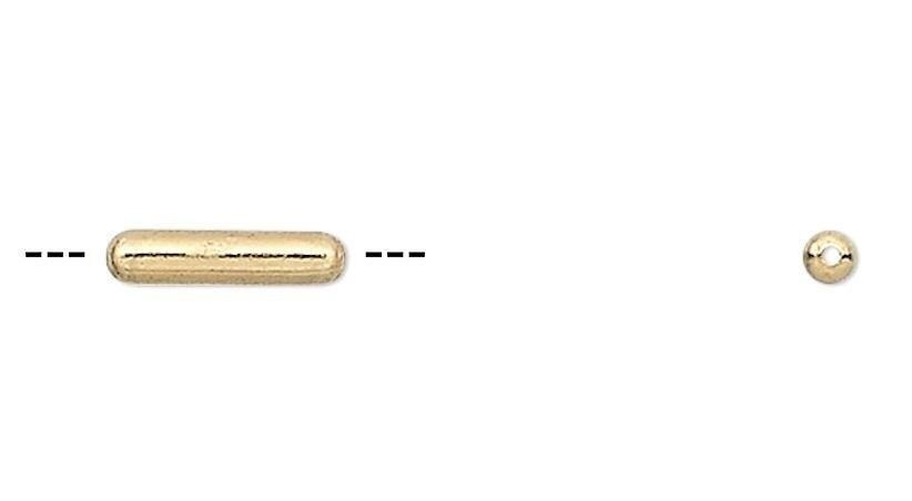 100 Gold Plated Brass 6.5×1.5mm Smooth Tube Capsule Beads with 0.3mm Hole
