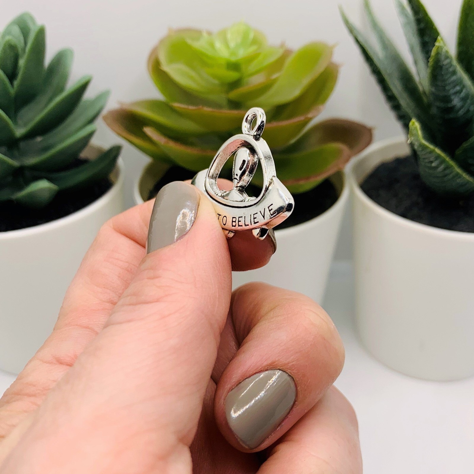 Silver I Want to Believe Alien Ship Charms, 21x31mm – US Seller