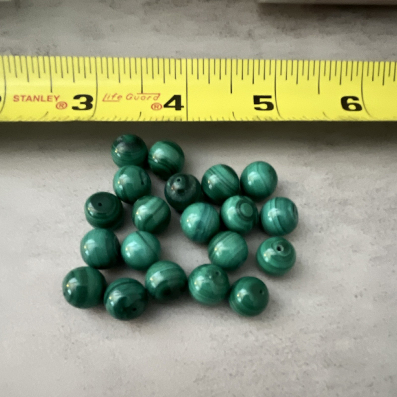Malachite 8mm Round Green Glossy Loose Beads for Jewelry Making Lot of 20