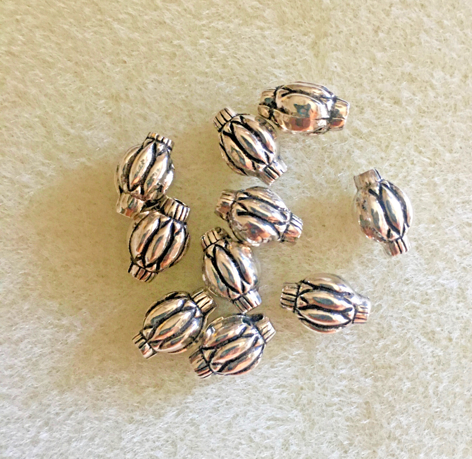 Bali Sterling Silver Lantern Beads – Lot of 15
