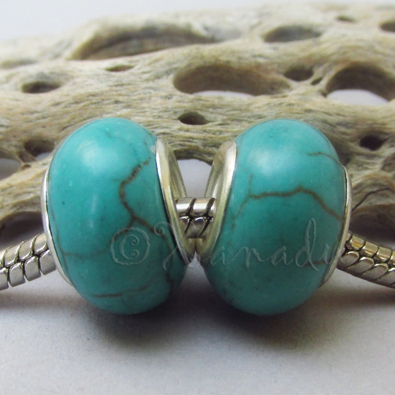 Turquoise Gemstone Wholesale European Large Hole Charm Beads C0078 – 2 Or 5PCs