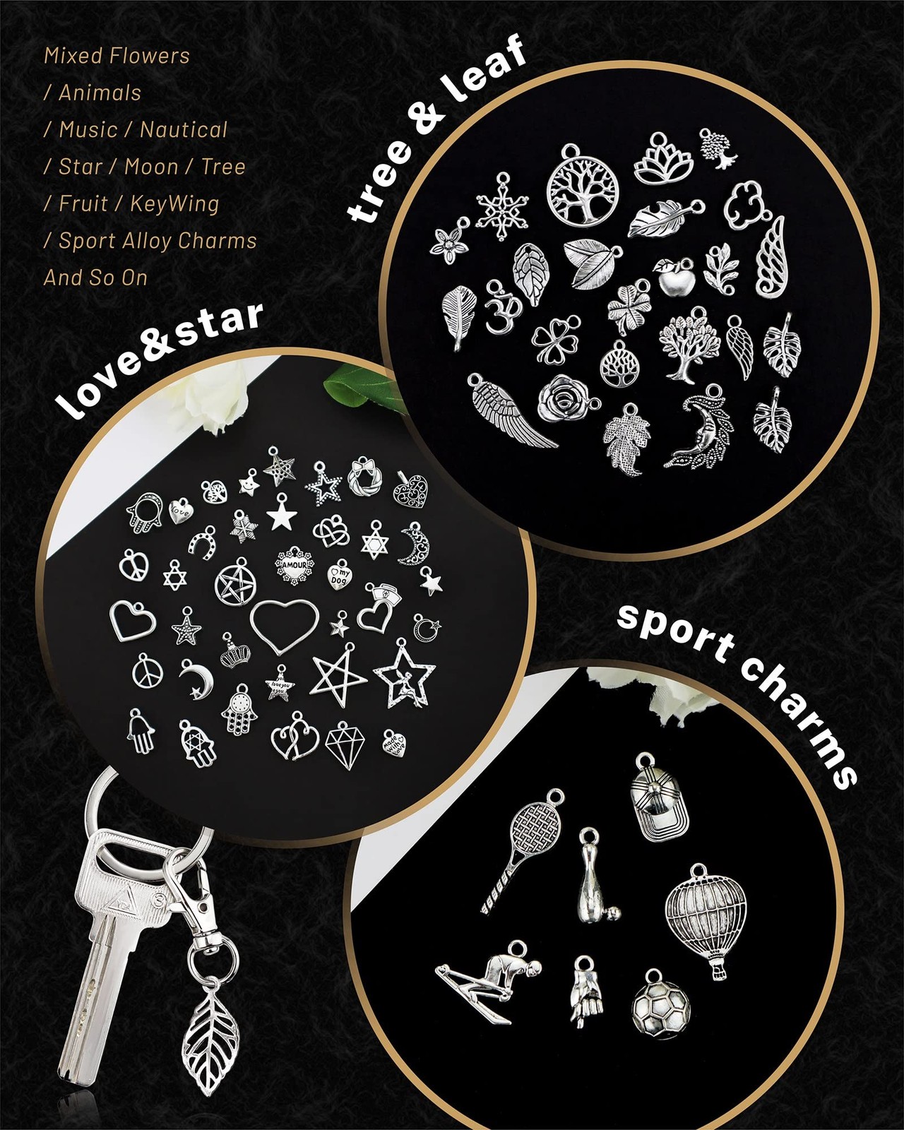 Jewelry Charms 300pcs Alloy Pendant DIY Craft Supplies