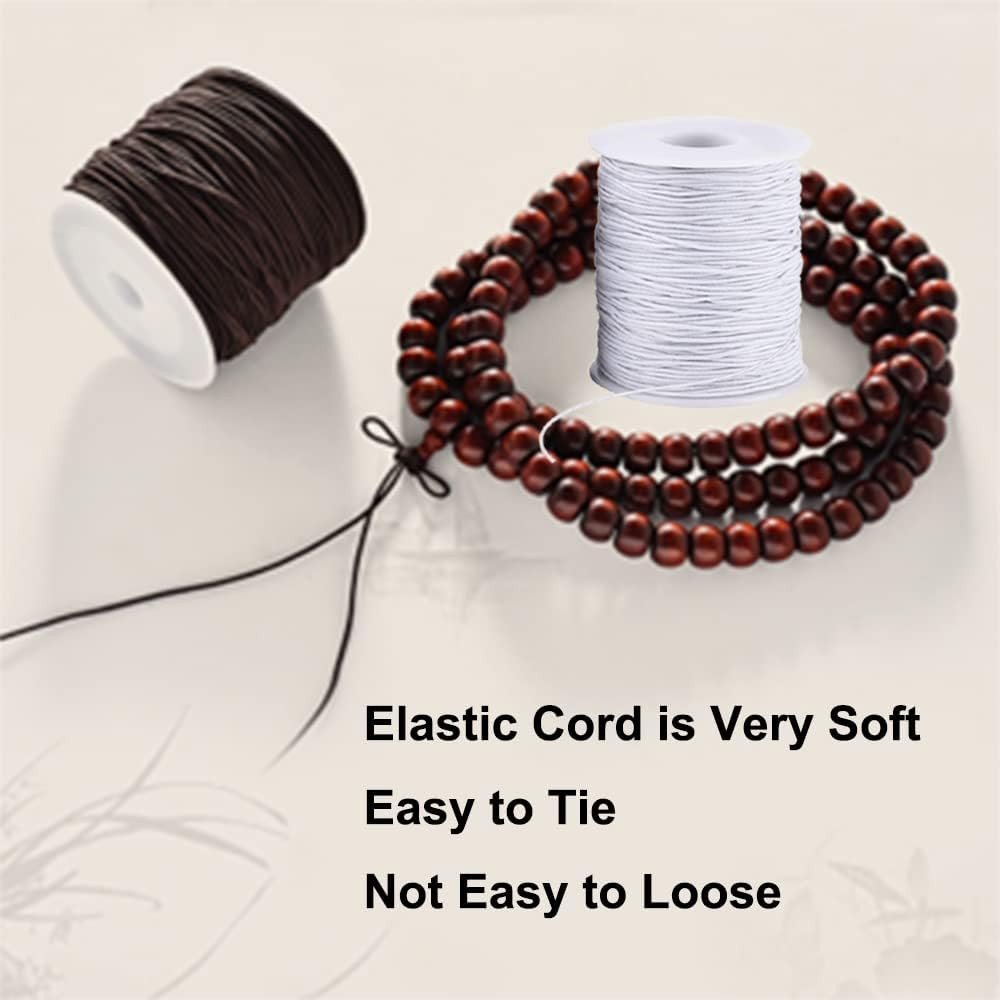 Stretchy String for Bracelets, 4 Rolls 1 mm Sturdy Elastic String Elastic Cord f