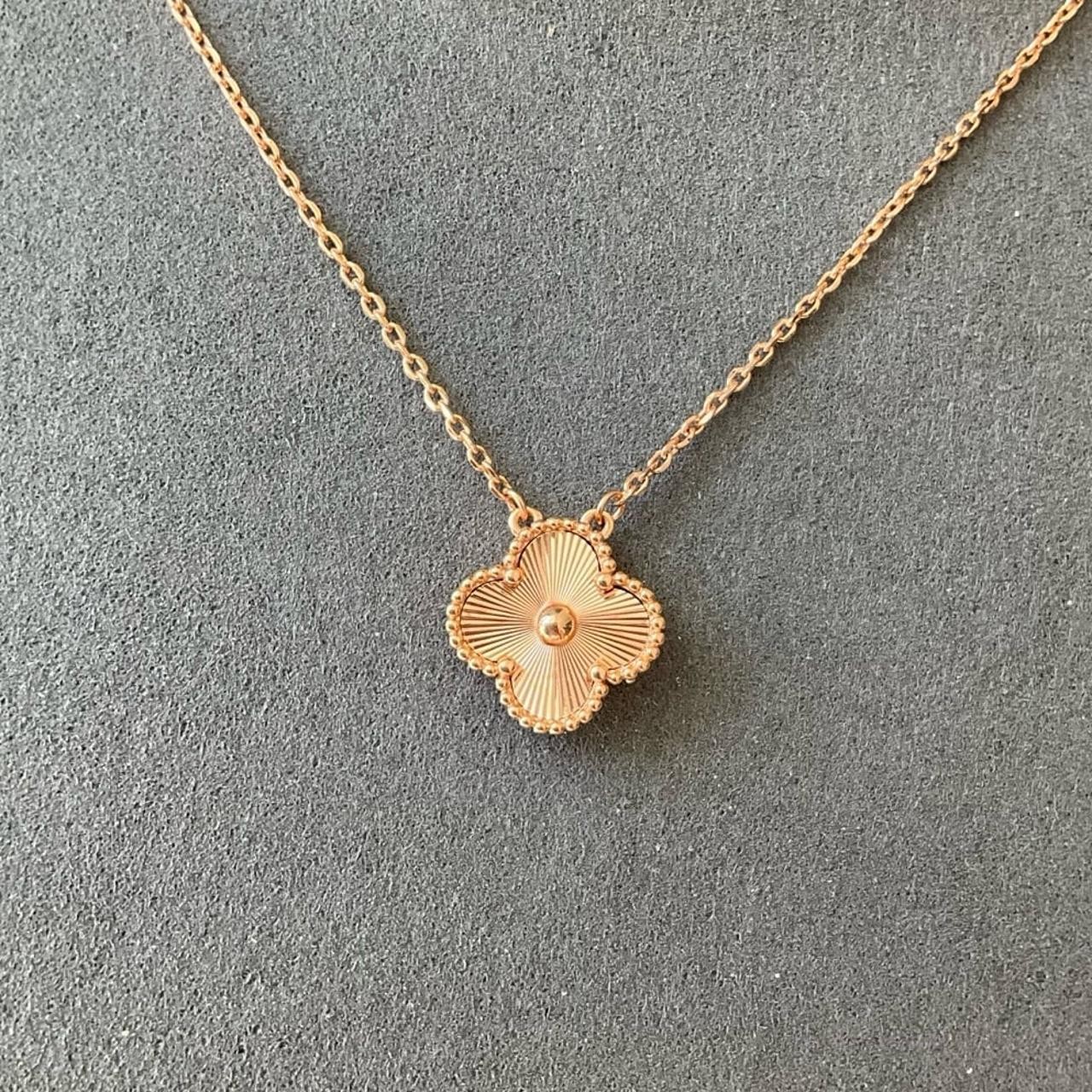 Flower necklace 925 silver rose gold plated 15mm Flower necklace