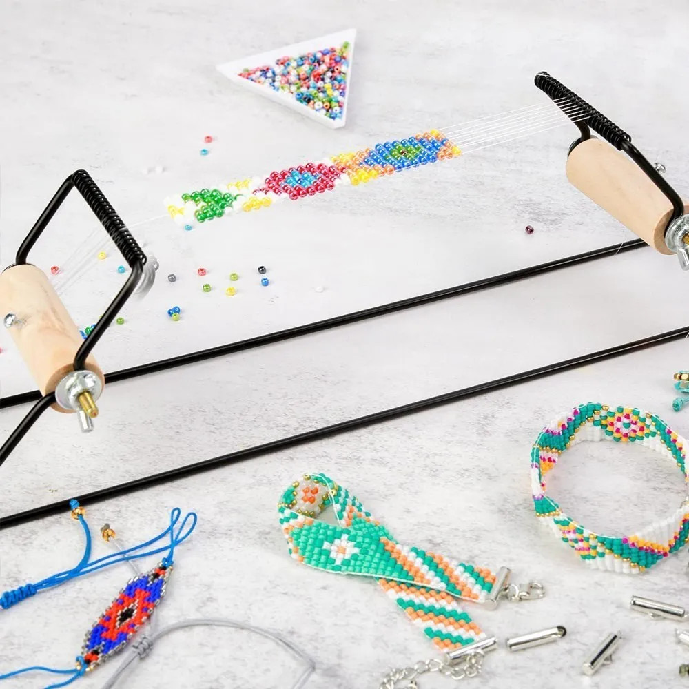 Weaving Beading Loom Easy to Use DIY Tool with Elastic Band Charm Czech Glass
