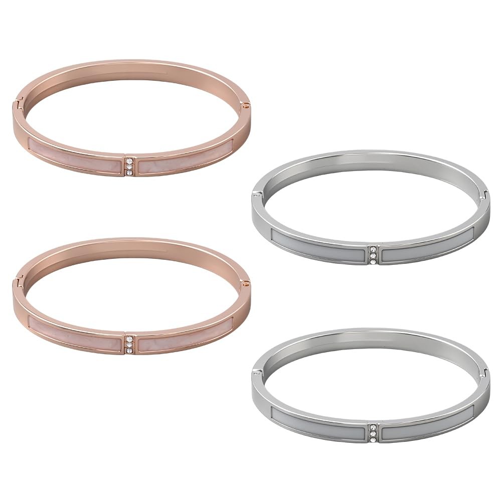 4 Pcs 2 Colors Shell Zircon Bracelets, Alloy Shell Crystal Bracelets Wedding Jew