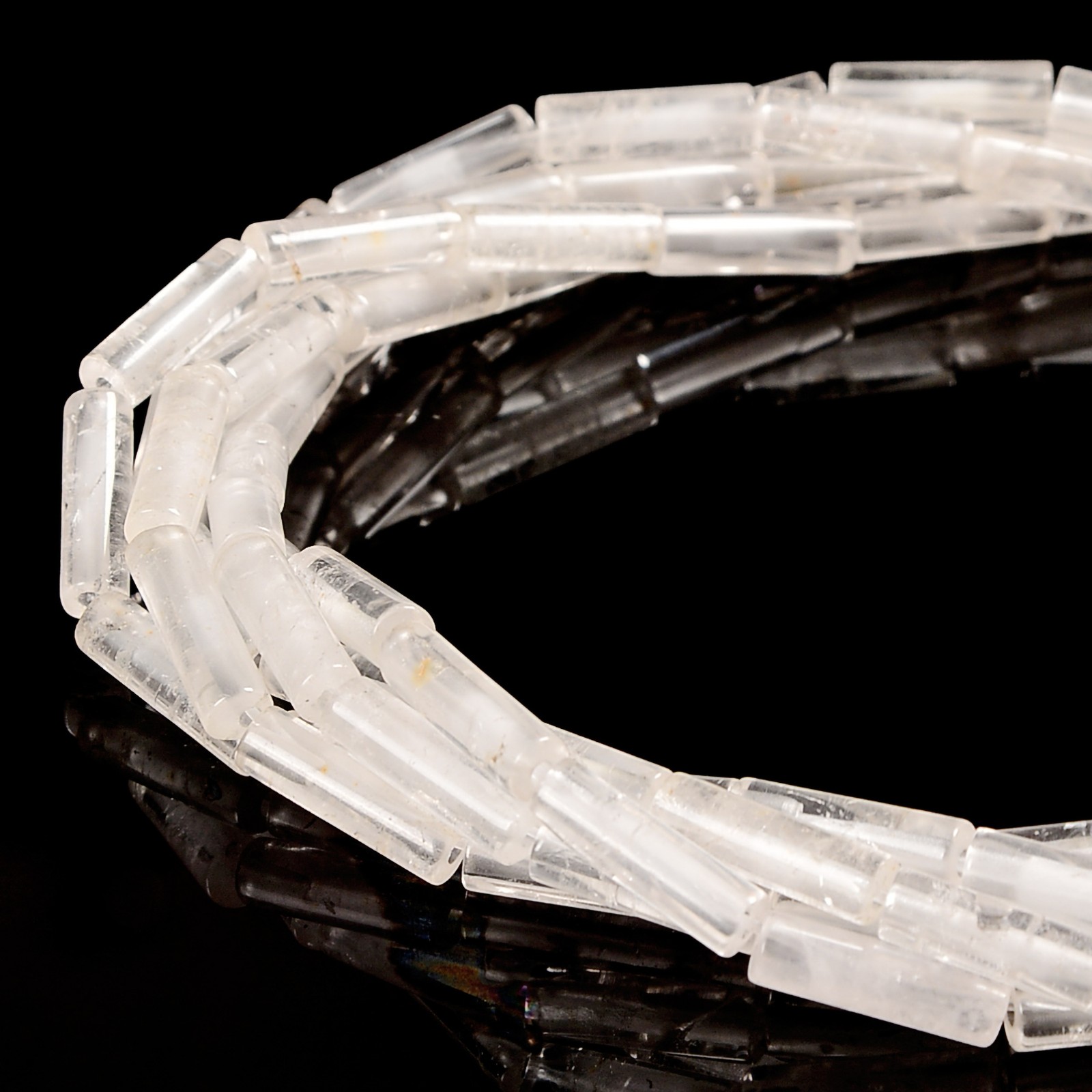 Natural Clear Quartz Cylinder Tube Beads Size 4x13mm 15.5” Strand