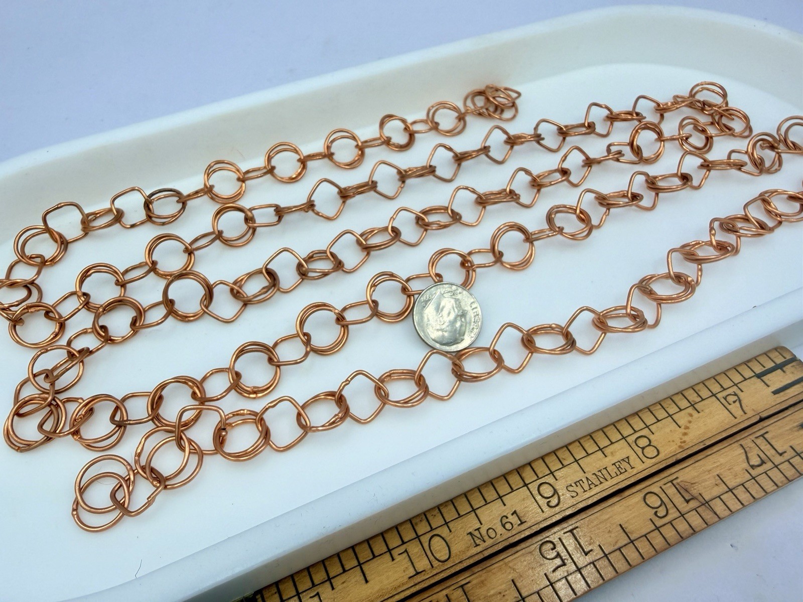 50” Handmade Copper Tone Chain Footage Squares & Circles Soldered Jewelry Making