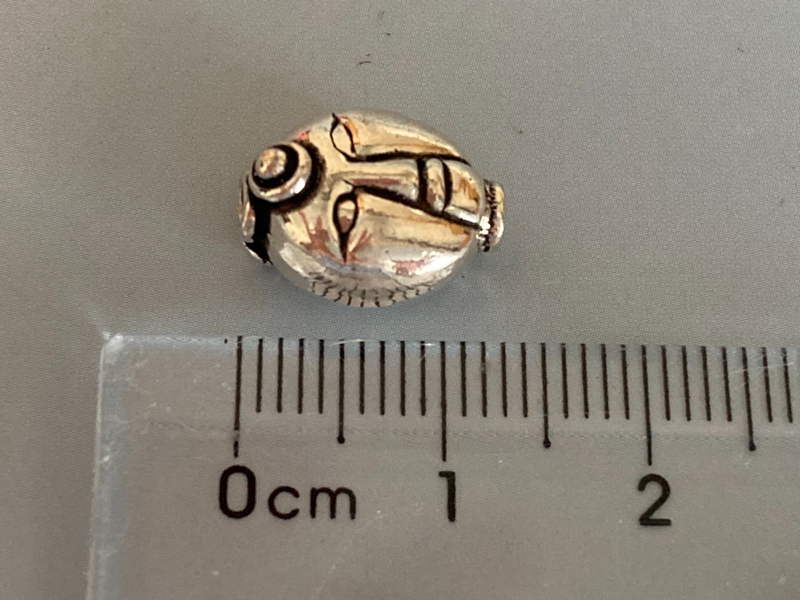 Sterling Silver Beads 7 Pack Face ~13x10mm 2-Sided 3-D Electroform Vertical Hole