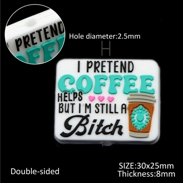 5 pc. Adult Coffee Silicone Focal Bead 30mm Beadable accessories 1252591