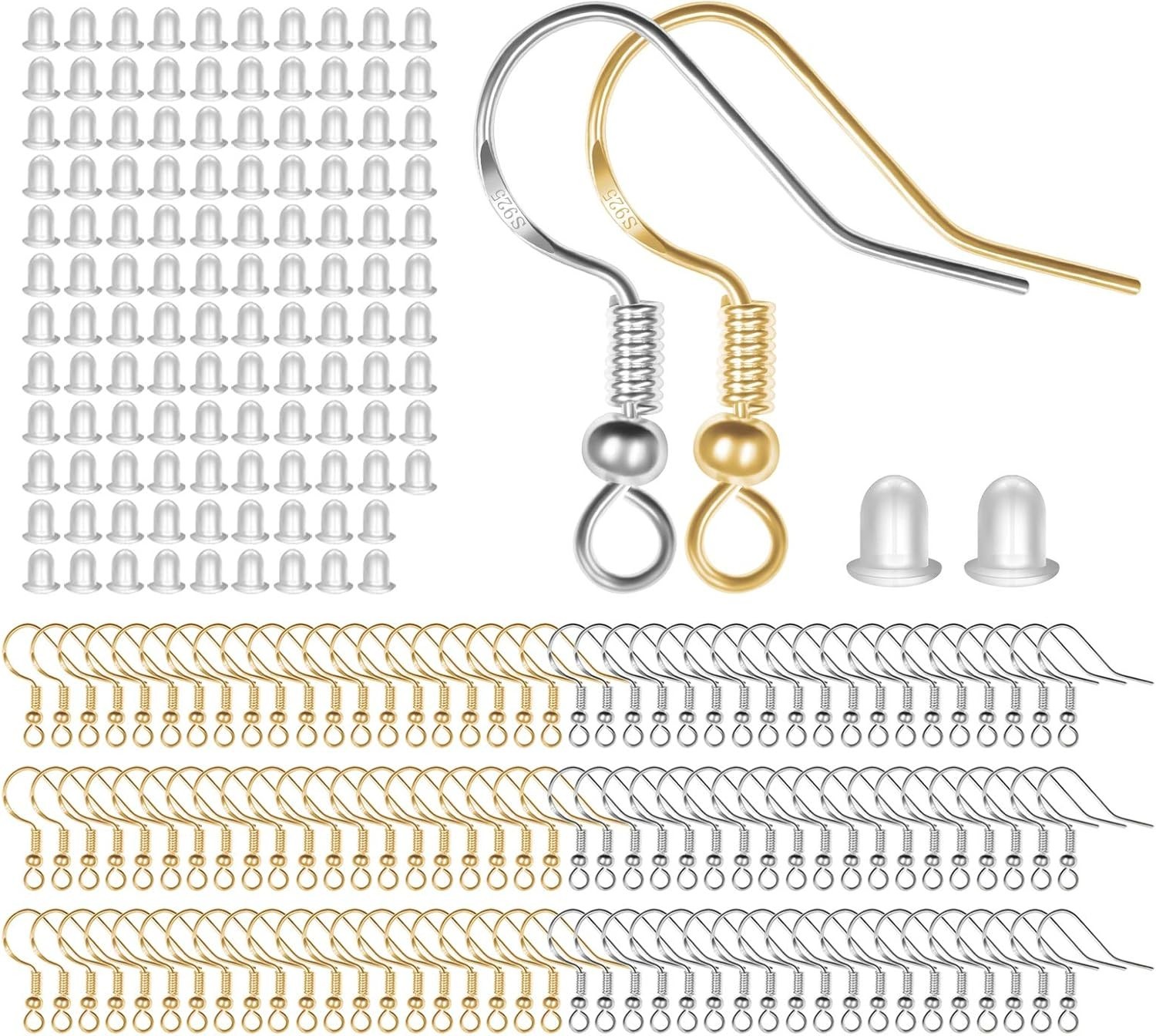 925 Sterling Mixed Earring Hooks 120 PCS/60 Pairs, Ear Wires Fish Hooksfor DI…