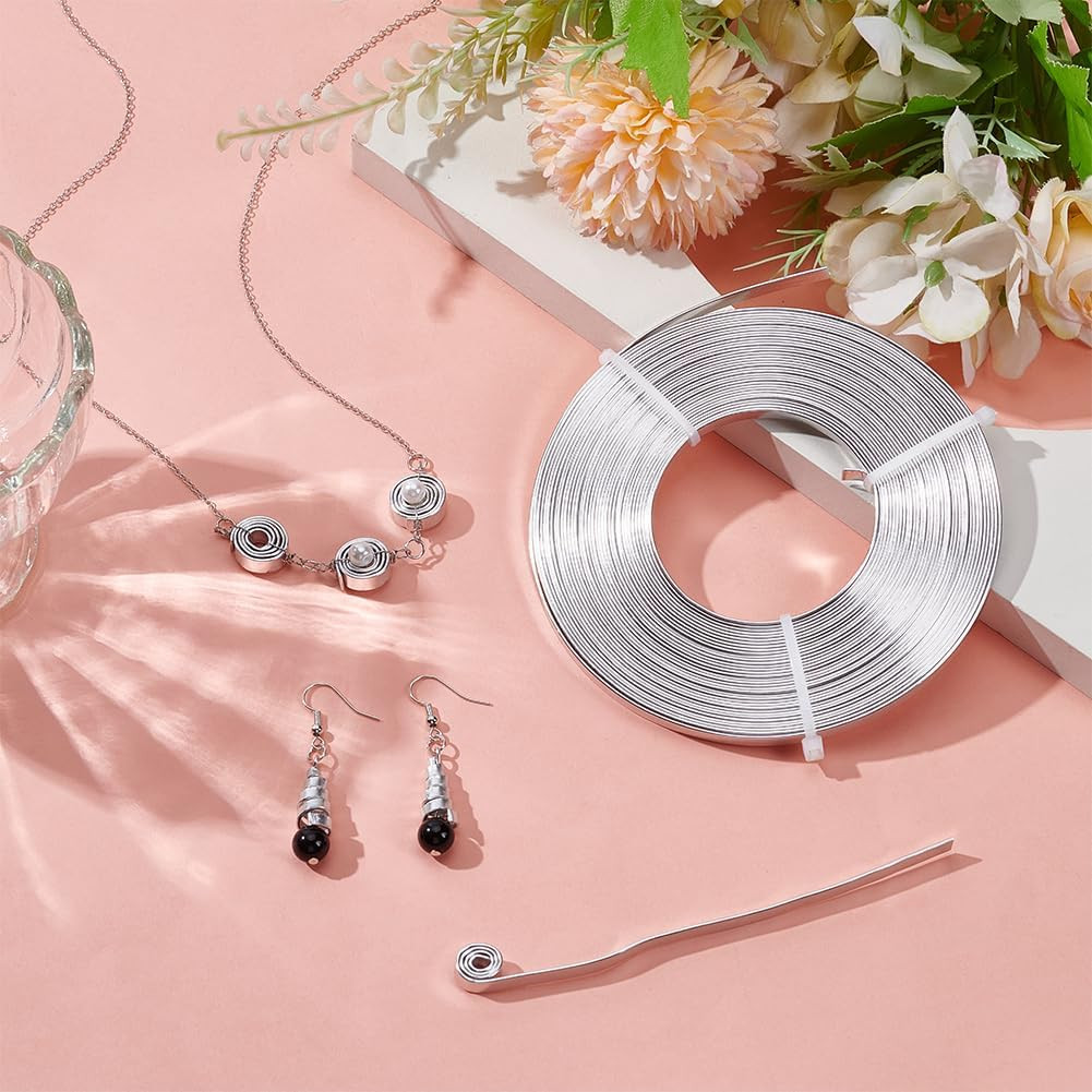 32 Feet 5mm Wide Flat Jewelry Craft Wire 18 Gauge Aluminum Wire for Bezel, Sculp