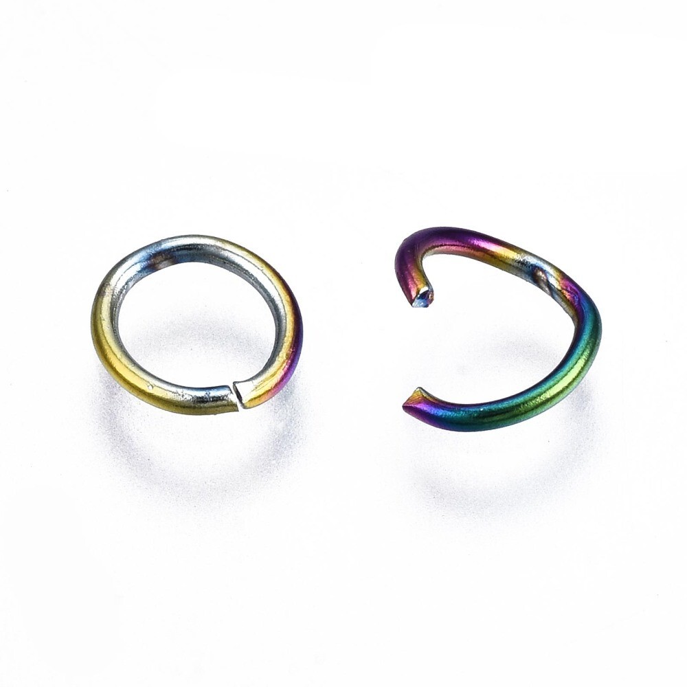 100 pcs 304 Stainless Steel Open Jump Rings 6mm – 20 Ga (0.8mm Thick) – Rainbow