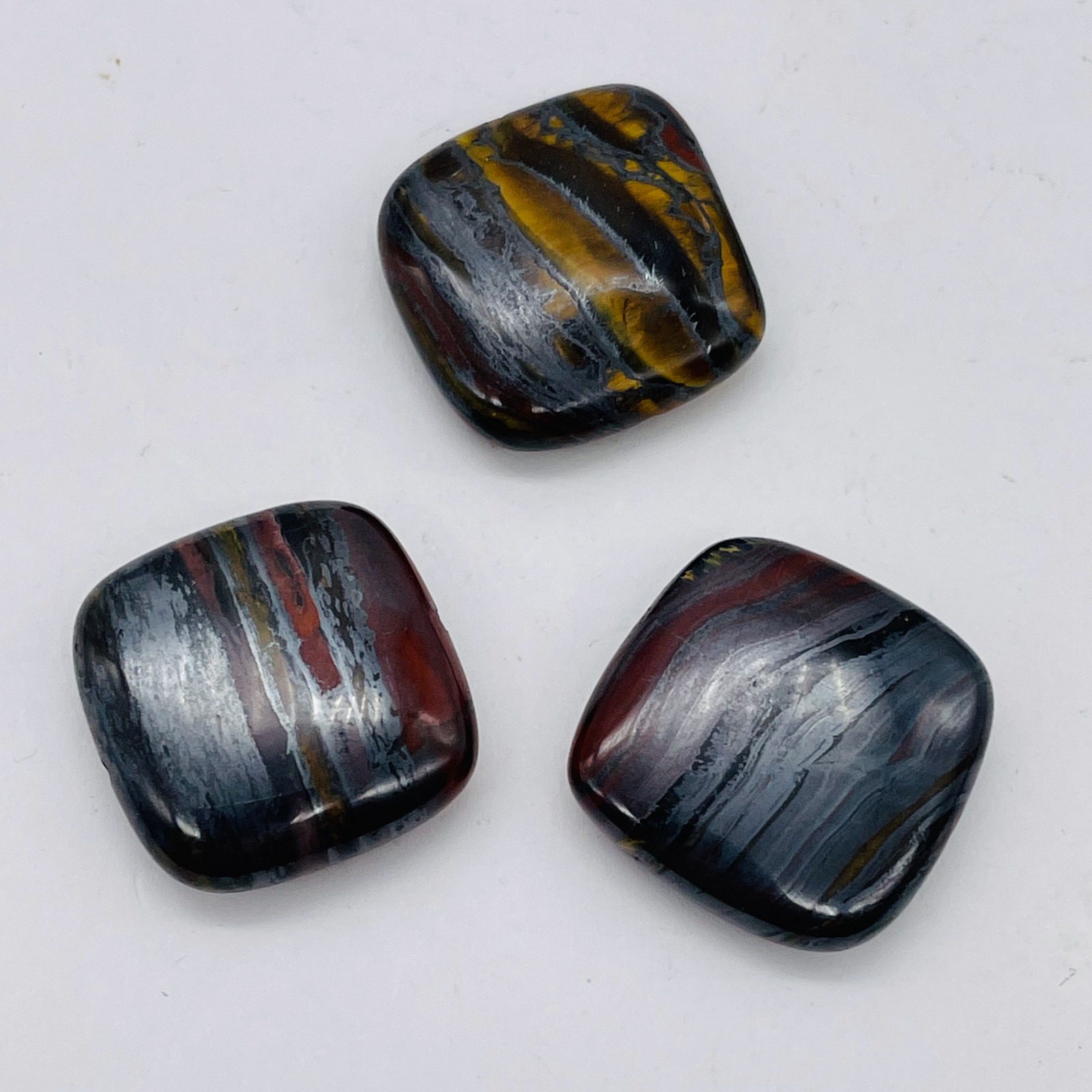 Natural Tiger Iron Square Beads | 20x20x6mm | 3 Beads |