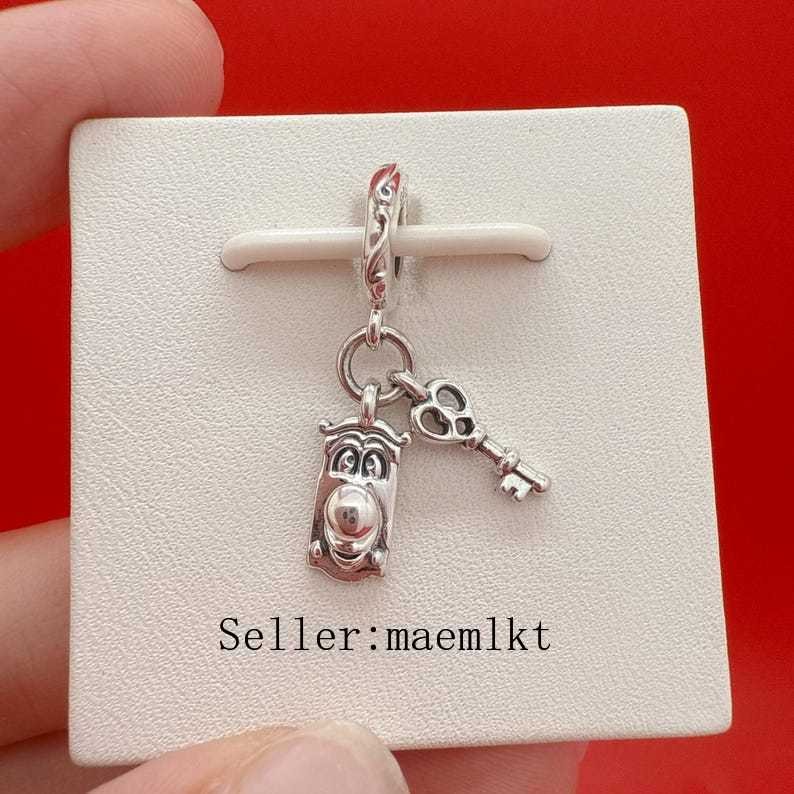 925 sterling silver Key & Door Knob Charm For Bracelet,Alice in Wonderland Charm