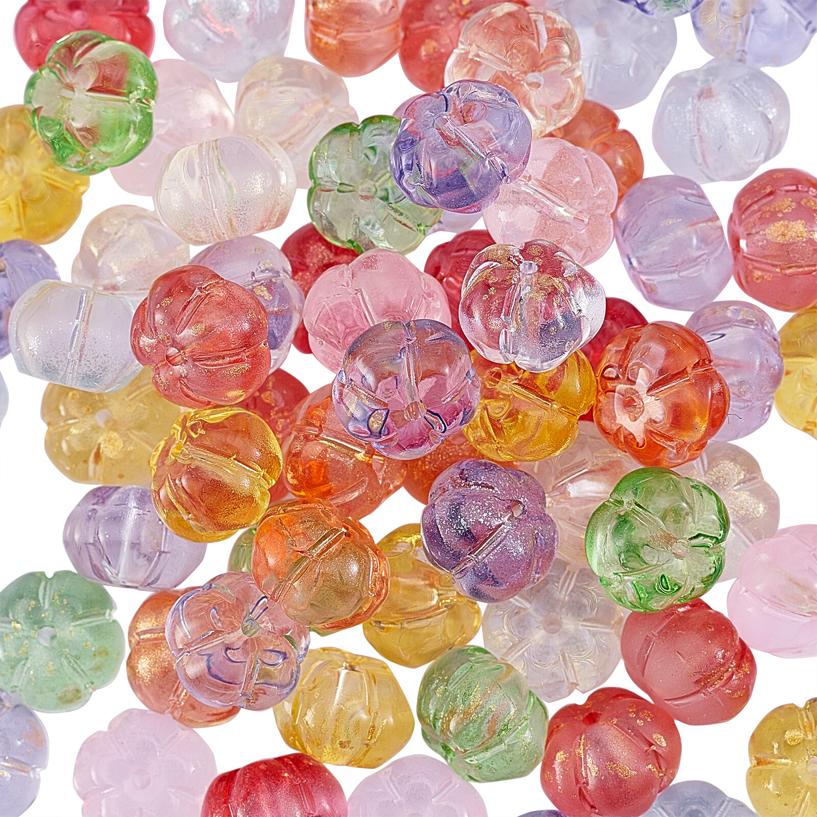 100x Pumpkin Shape Loose Bead Transparent Crystal Glass Beads for Jewelry Making