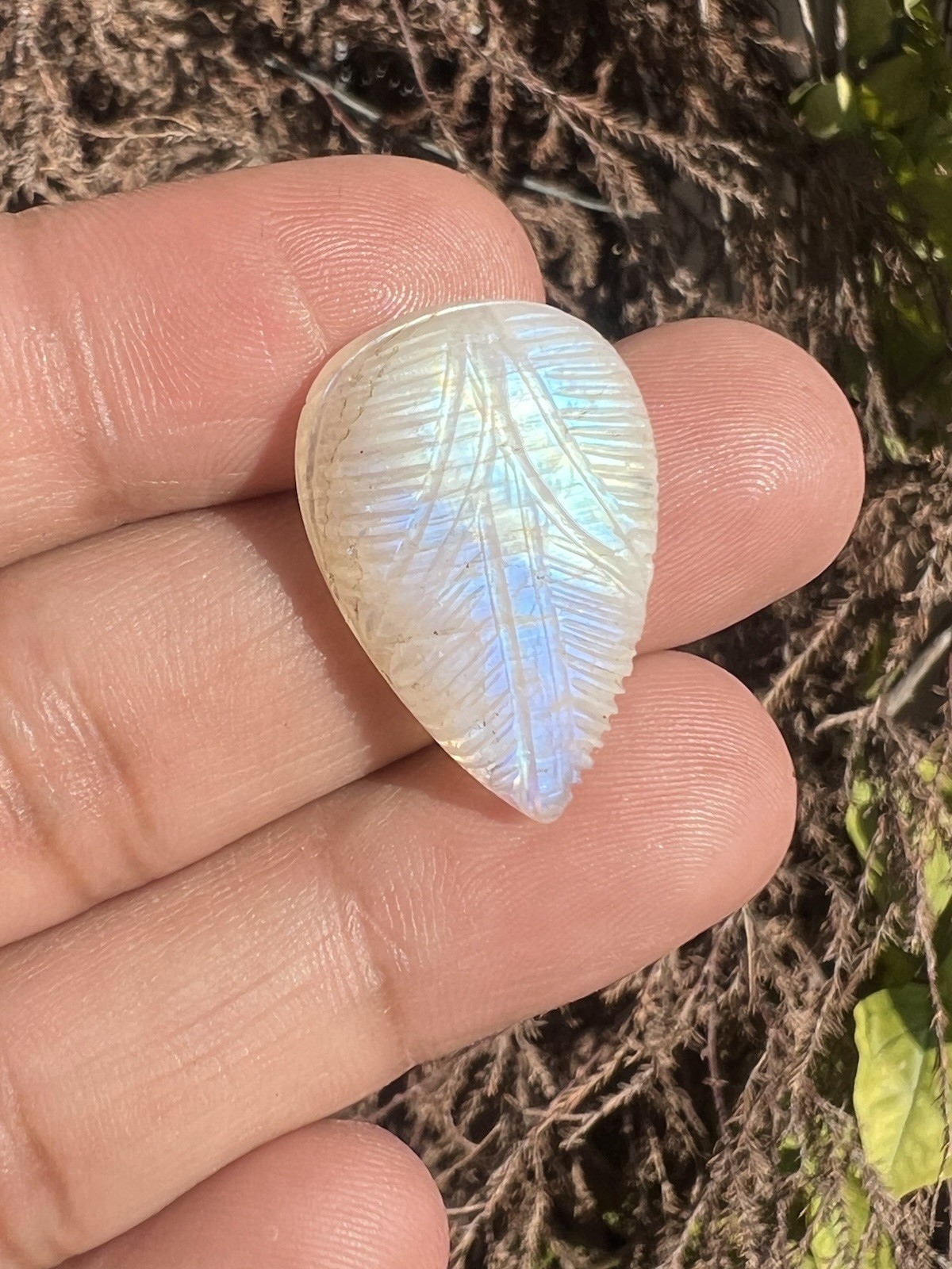 AAA Natural Rainbow Moonstone Carving Gemstone 5 Pieces!White Rainbow Carving!