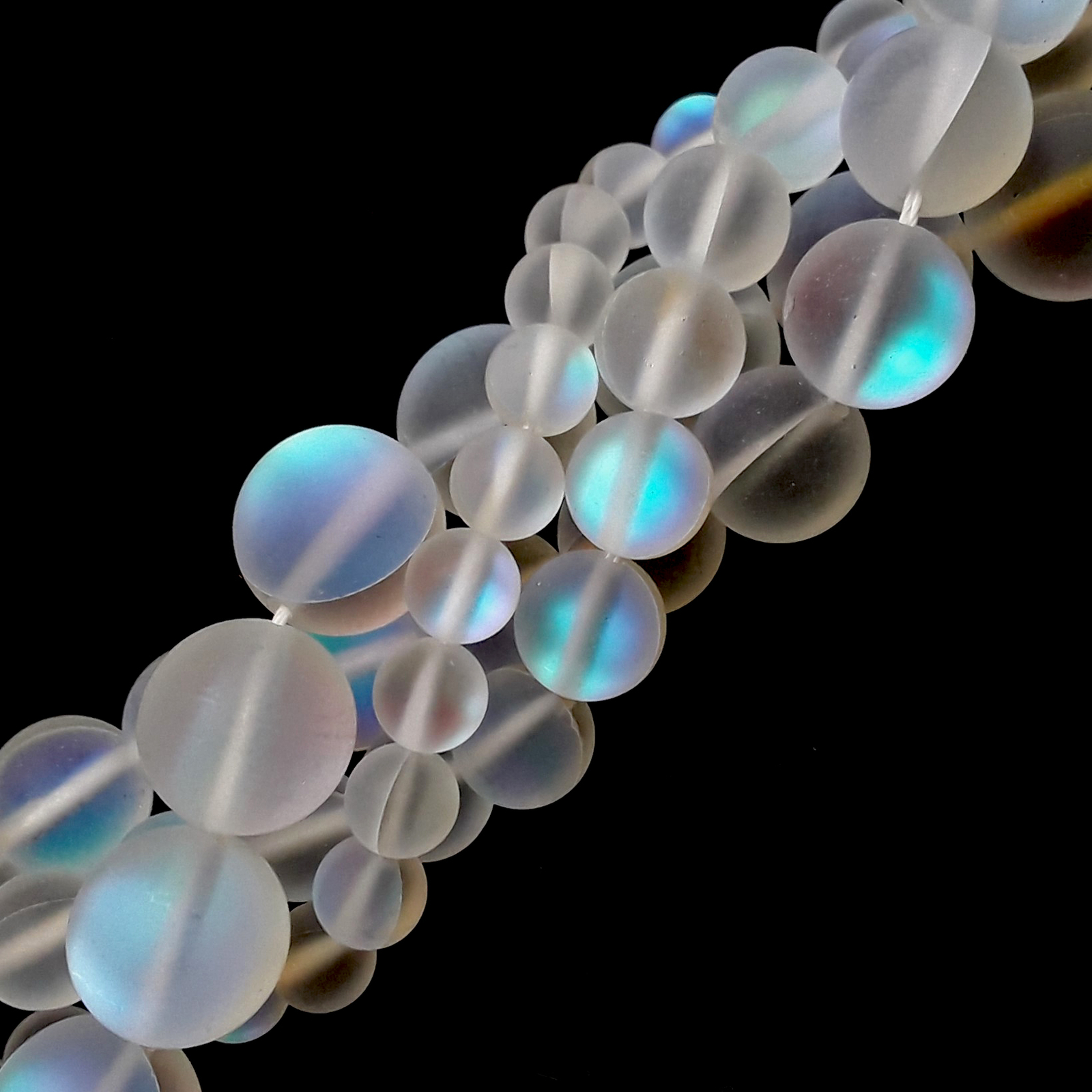 Clear Mystic Mermaid Glass Matte Round Beads 6mm 8mm 10mm 12mm 15.5″ Strand