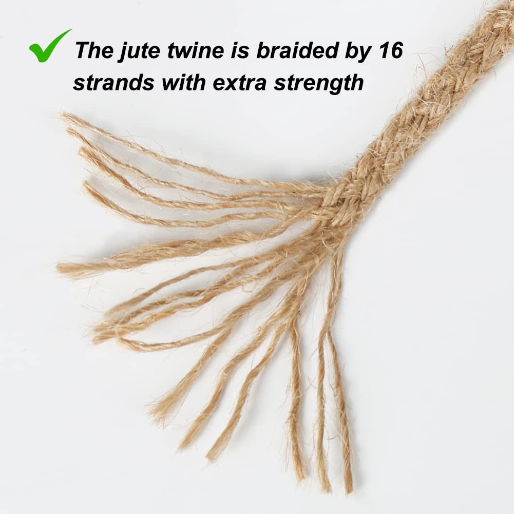Tenn Well 5mm Jute Twine, 100 Feet Braided Natural Rope, Thick Twine for Craf…