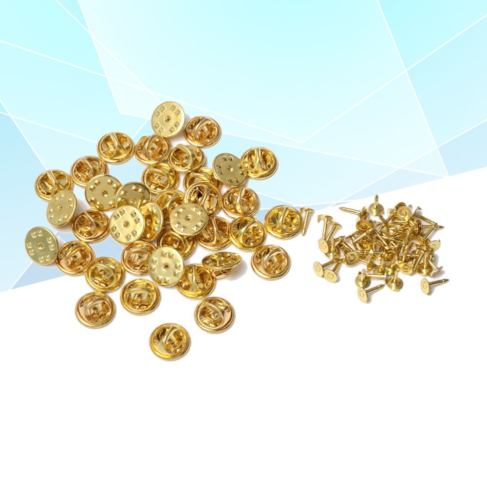 100 Sets Easy to Use Lapel Holder Brooch Clasps Pin Backs for DIY Jewelry Making