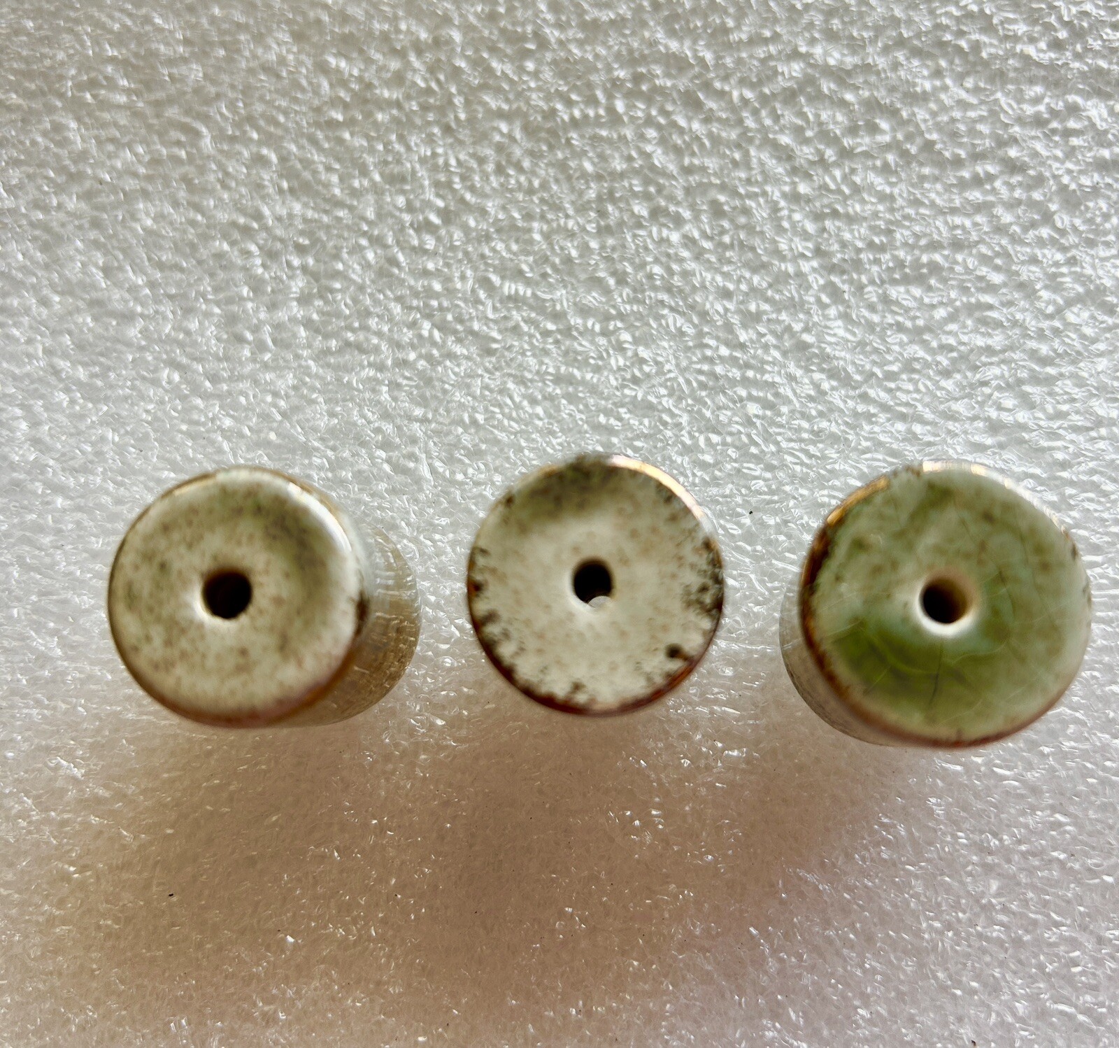 10 pieces Vintage Glazed Ceramic Cylindrical Macrame Style 1” Beads