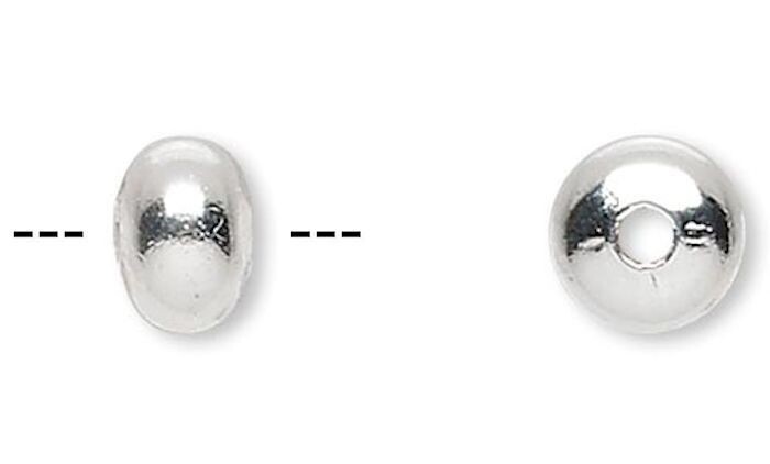100 Silver Plated Brass 4.5x3mm Smooth Saucer Spacer Beads with 1.2mm Hole