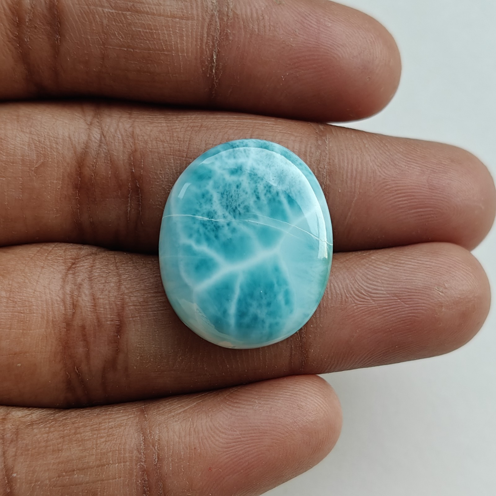 Oval Shape AAA Quality Larimar Cabochon, Size 24x20x5mm Weight 25 Carats