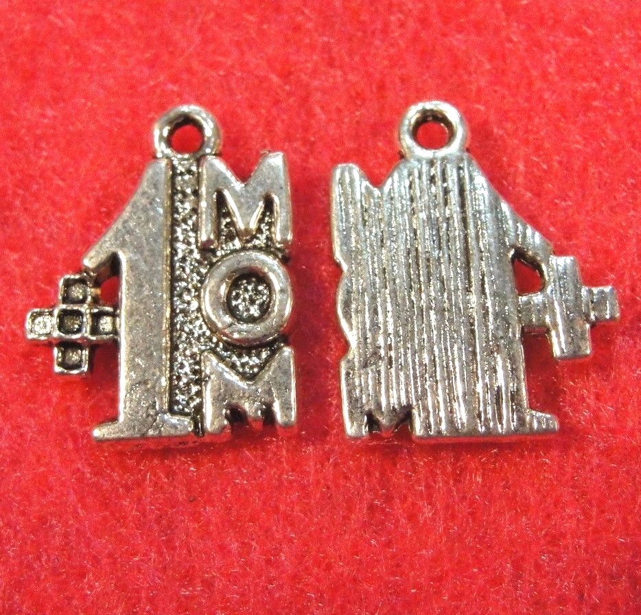 10Pcs. Tibetan Silver ” #1 MOM” Charms Pendants Earring Drops Findings PR284