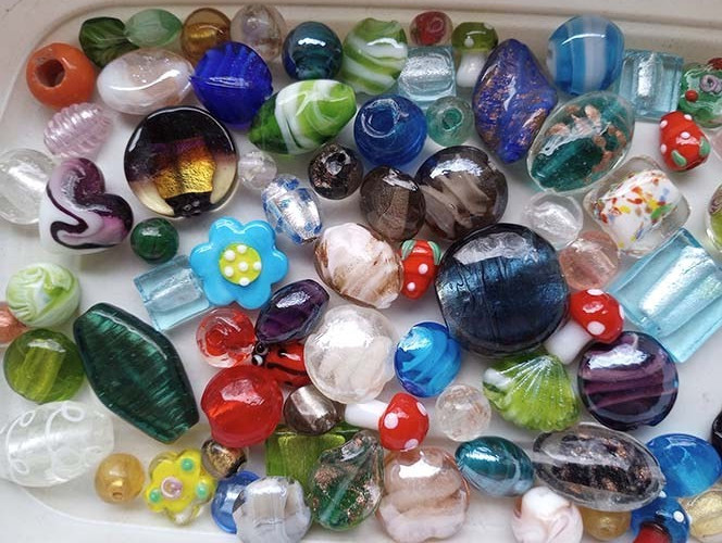 Lampwork Beads, 1/2# bulk, Mixed Styles/Colors, Handmade Glass, custom orders
