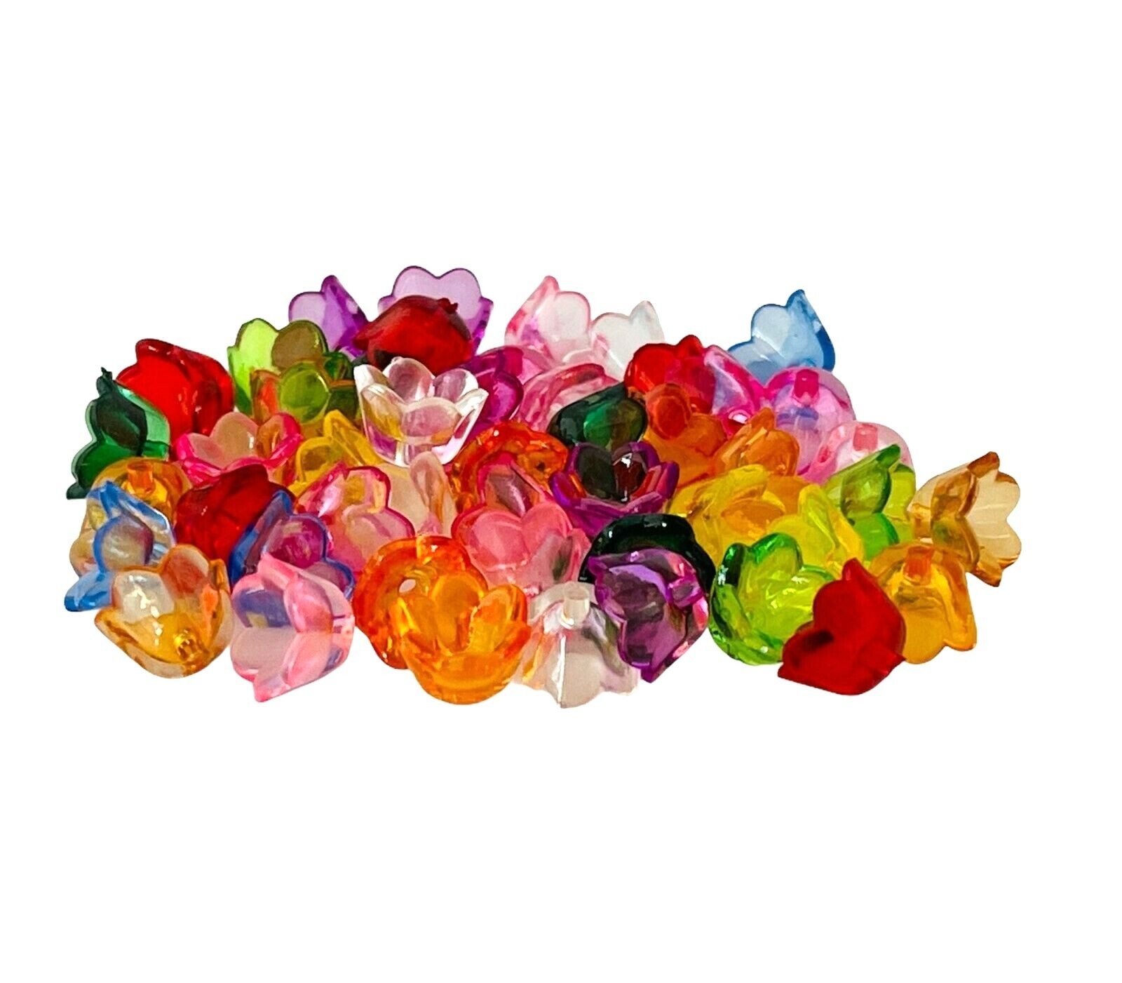 100 Multicolor Transparent Cupped Bell 10mm Tulip Lily of the Valley Cap Beads