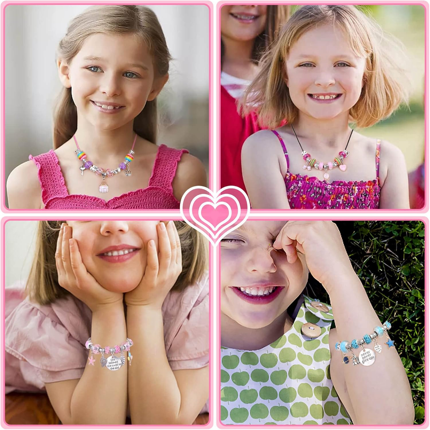 180 Pcs Unicorn Mermaid Crafts Charm Bracelet Kit for Girls – DIY Jewelry Makin