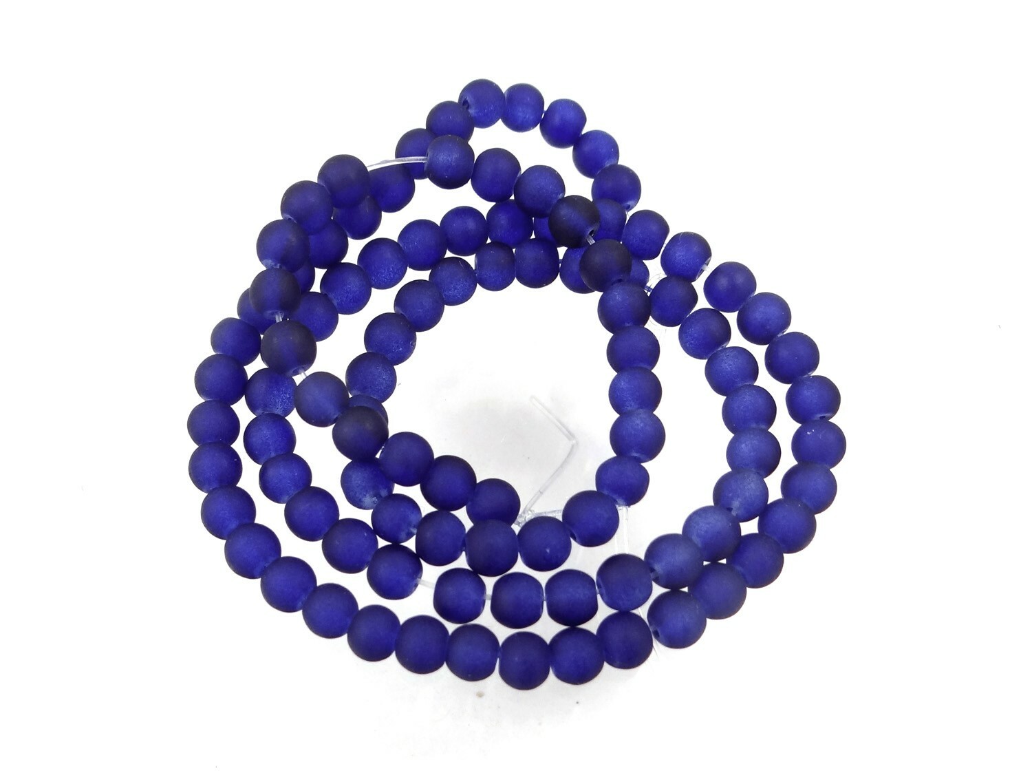 100 Czech Frosted Sea Glass Round Beads – Matte – Cobalt blue 4mm